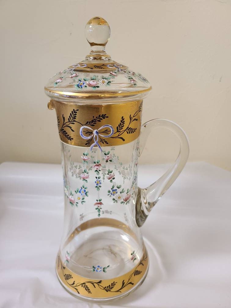 Vintage Gold Leaf Handpainted Pitcher