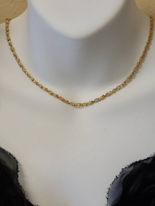 Vintage 14K Diamond Cut Fancy Gold Necklace Chain