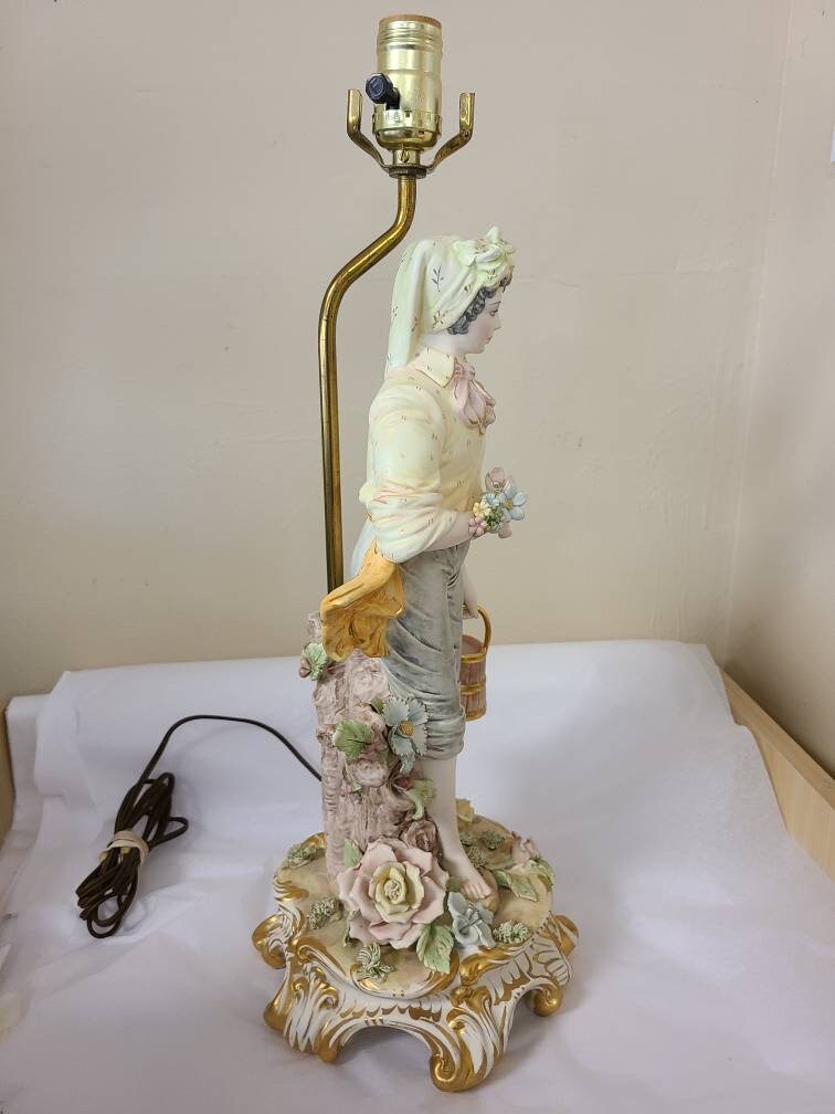 Italian Porcelain Male Figurine Lamp