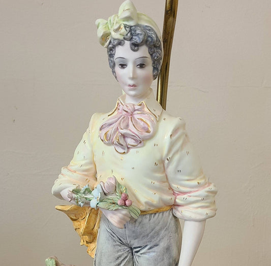 Italian Porcelain Male Figurine Lamp