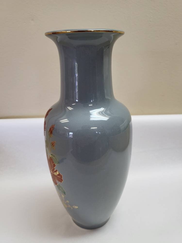 Vintage Floral Oriental Handpainted Vase - Japan