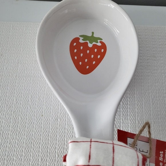 Strawberry Spoon Rest and Tea Towel Set