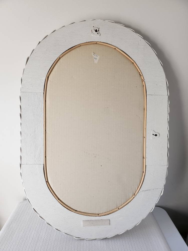 Boho Shabby Wicker Oval Mirror