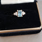 Estate Emerald Cut Genuine Aquamarine and Diamond Ring 14K -Local in-store pickup only.