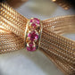 Vintage Designer Cellino 14K Yellow Gold and Pink Sapphire Bow Brooch and Matching 14K Clip-On Earrings